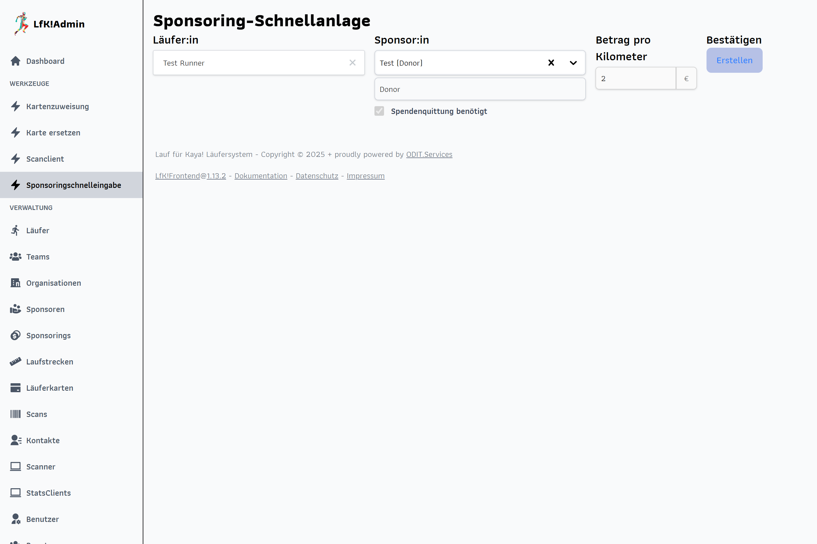New Quick Sponsorship Creation
